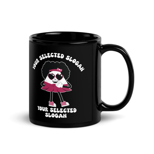 Personalised Sassy Sue Black Glossy Mug