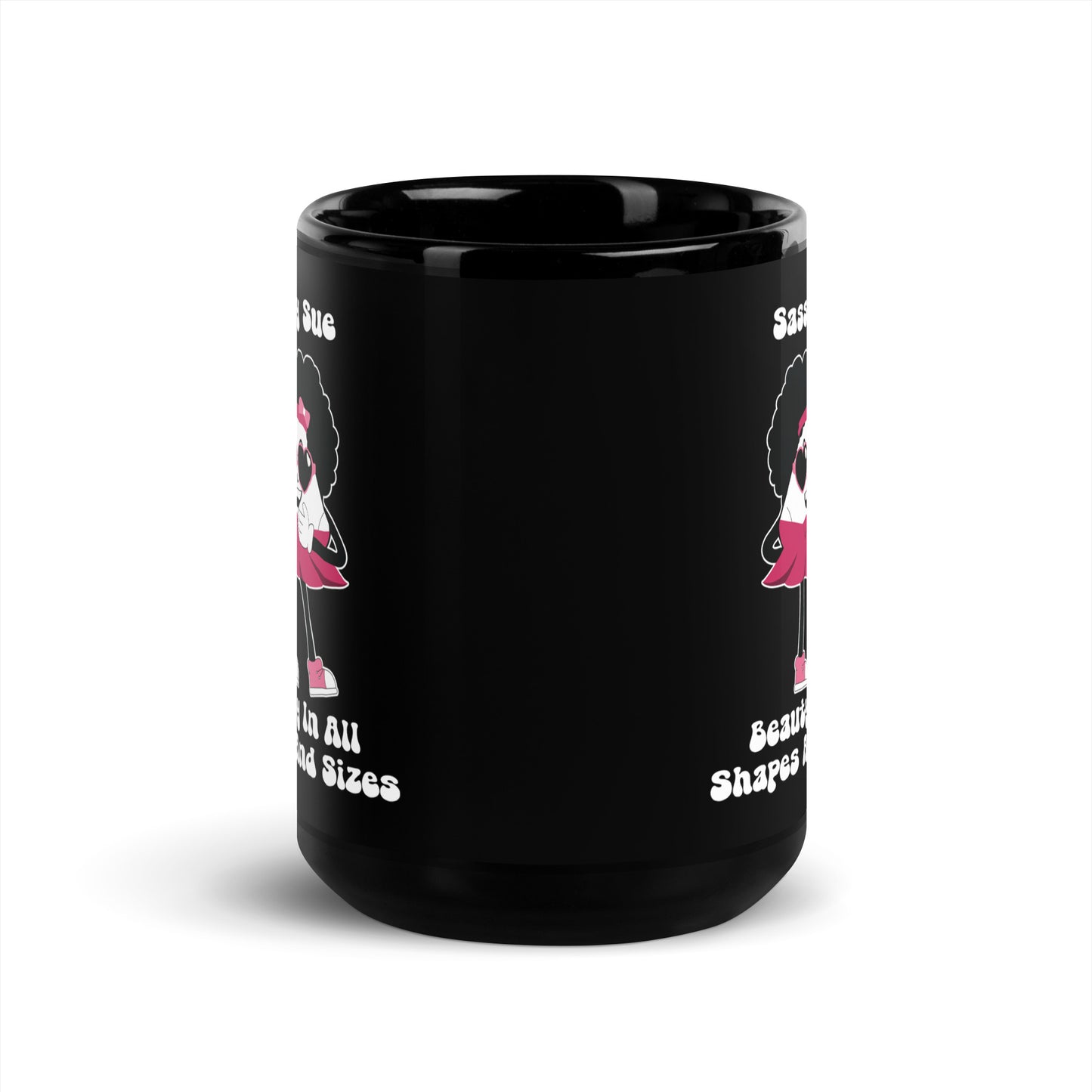 Beauty In All Shapes And Sizes Black Glossy Mug