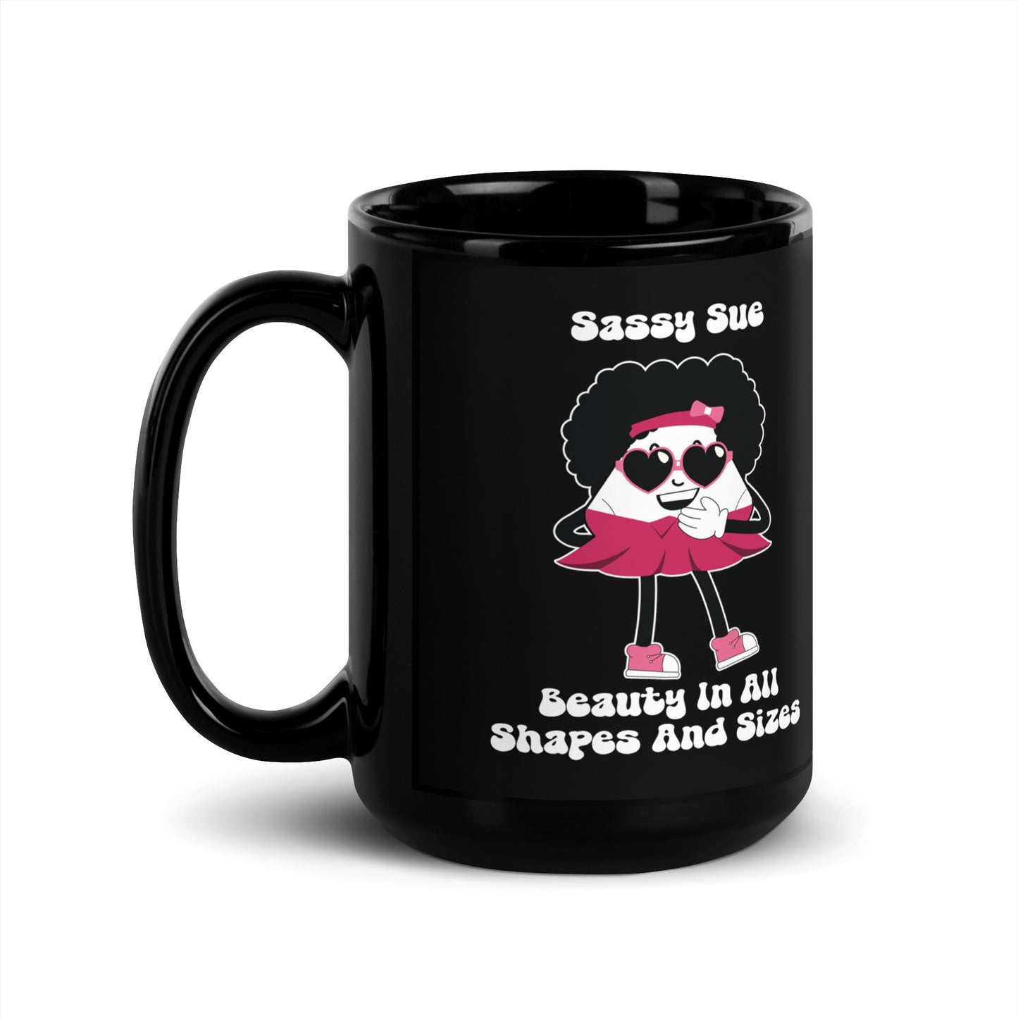 Beauty In All Shapes And Sizes Black Glossy Mug