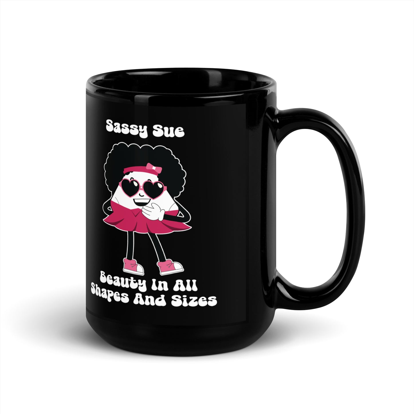 Beauty In All Shapes And Sizes Black Glossy Mug