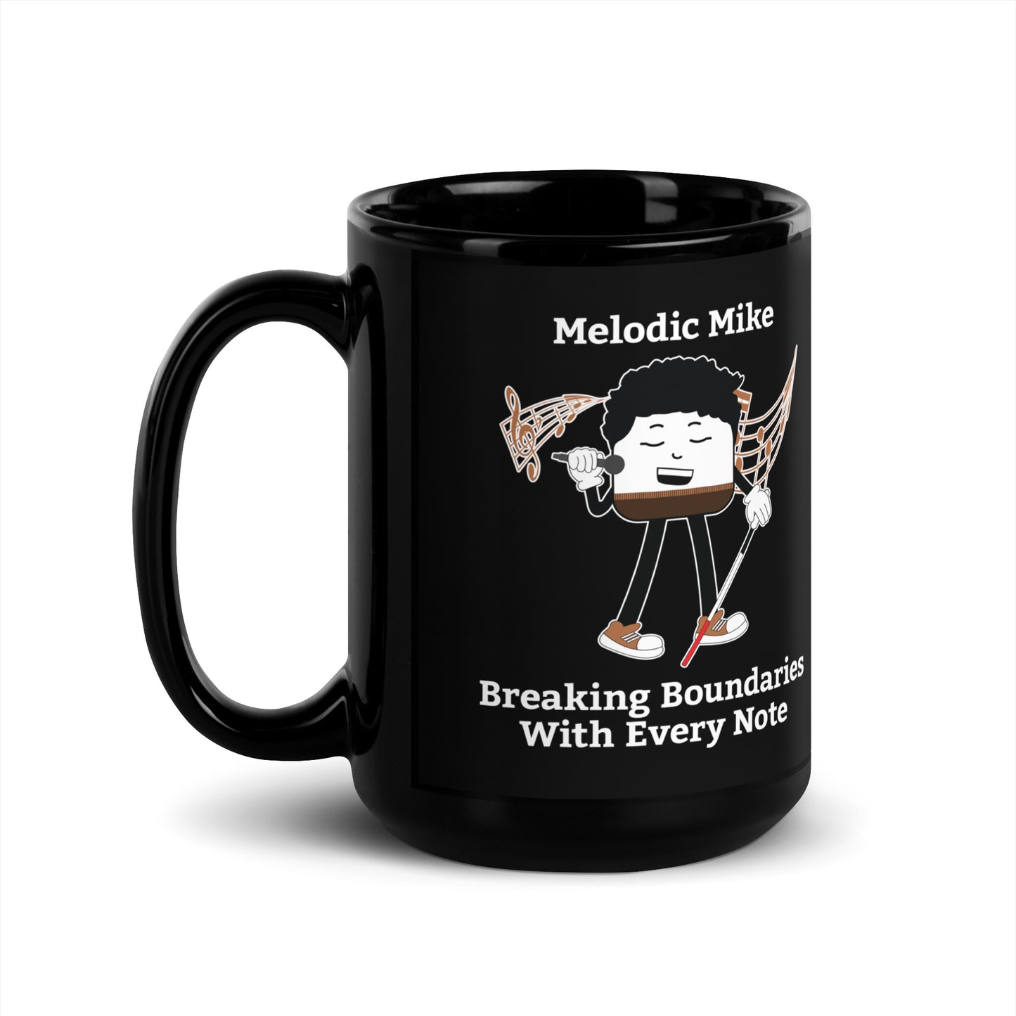 Breaking Boundaries With Every Note Black Glossy Mug