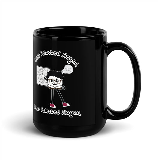 Personalised Beanpole Bert Black Glossy Mug