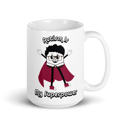 Autism Is My Superpower White Glossy Mug